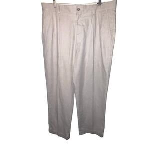 Axcess A Clairborne Co. Mens Pleated Linen Blend Boho Cuffed Preppy Pant Sz 36